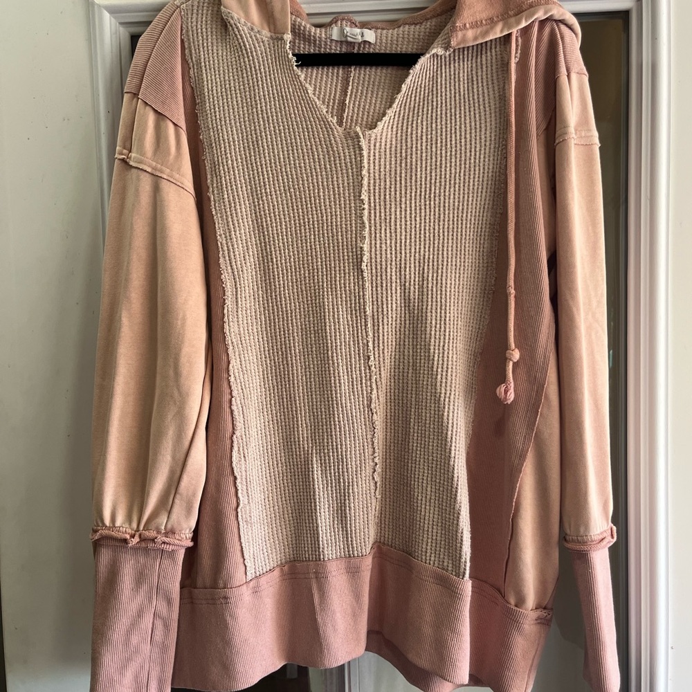 Oli & Hali Pink Hooded Sweatshirt with V-Neck